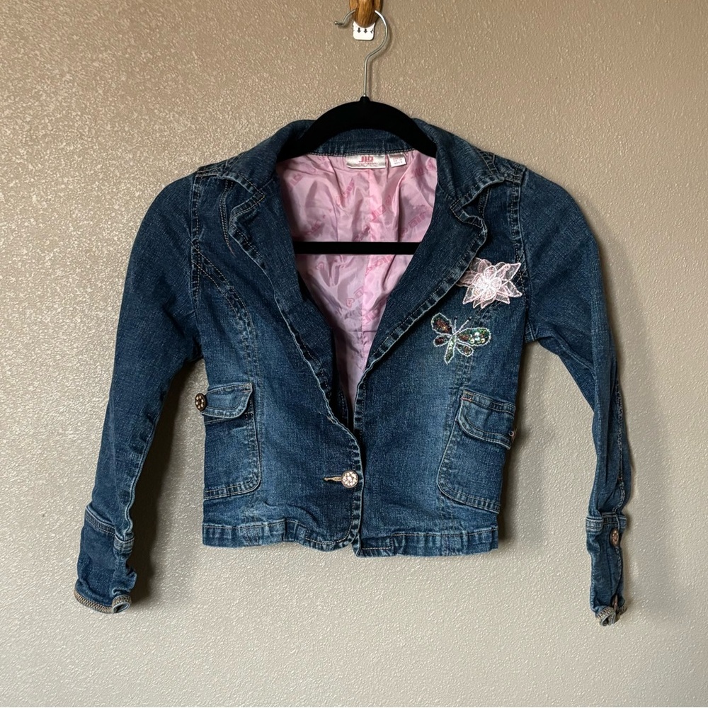 Kids Denim Jacket with Pink Lining